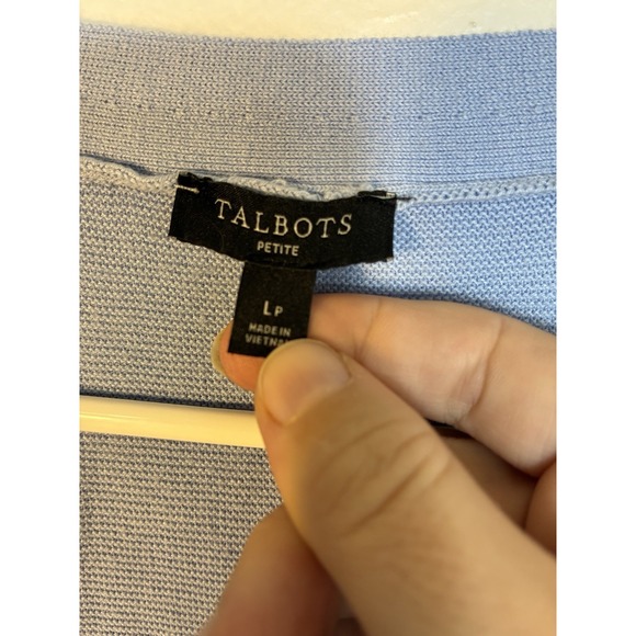 Talbots Cardigan LP Light Blue Knit V Neck Cotton/rayon Preppy academic - Picture 2 of 7
